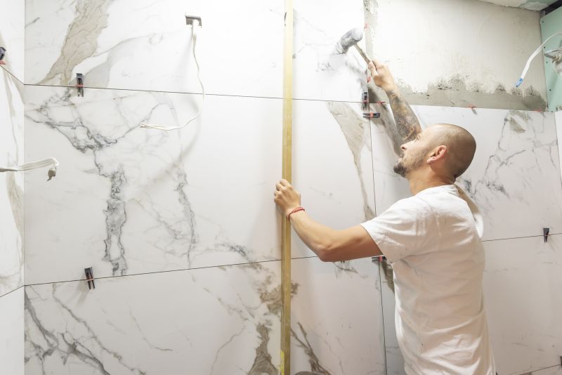 White Marble Tile Installation